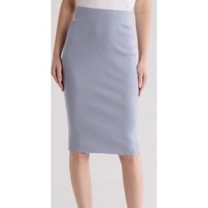 James Perse Womens Pull On Ribbed‎ Midi Pencil Skirt Stretch Periwinkle NWOT 3/L